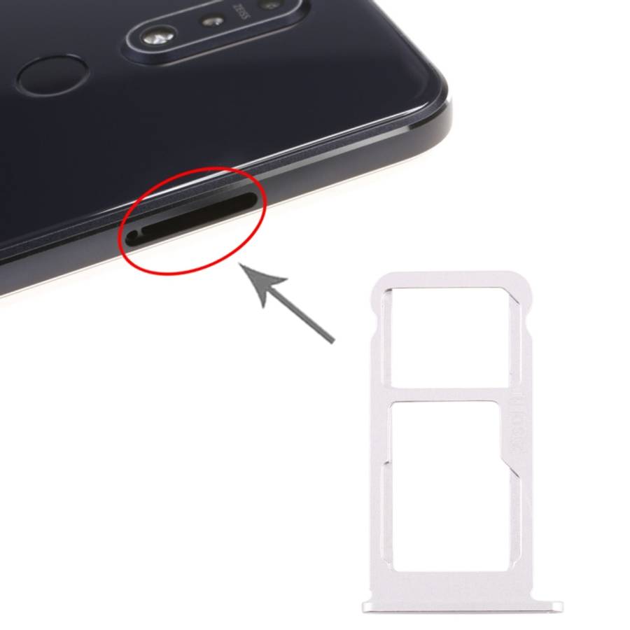 SIM Card Tray + SIM Card Tray / Micro SD Card Tray for Nokia 7.1 / TA-1100 TA-1096 TA ... (Silver)
