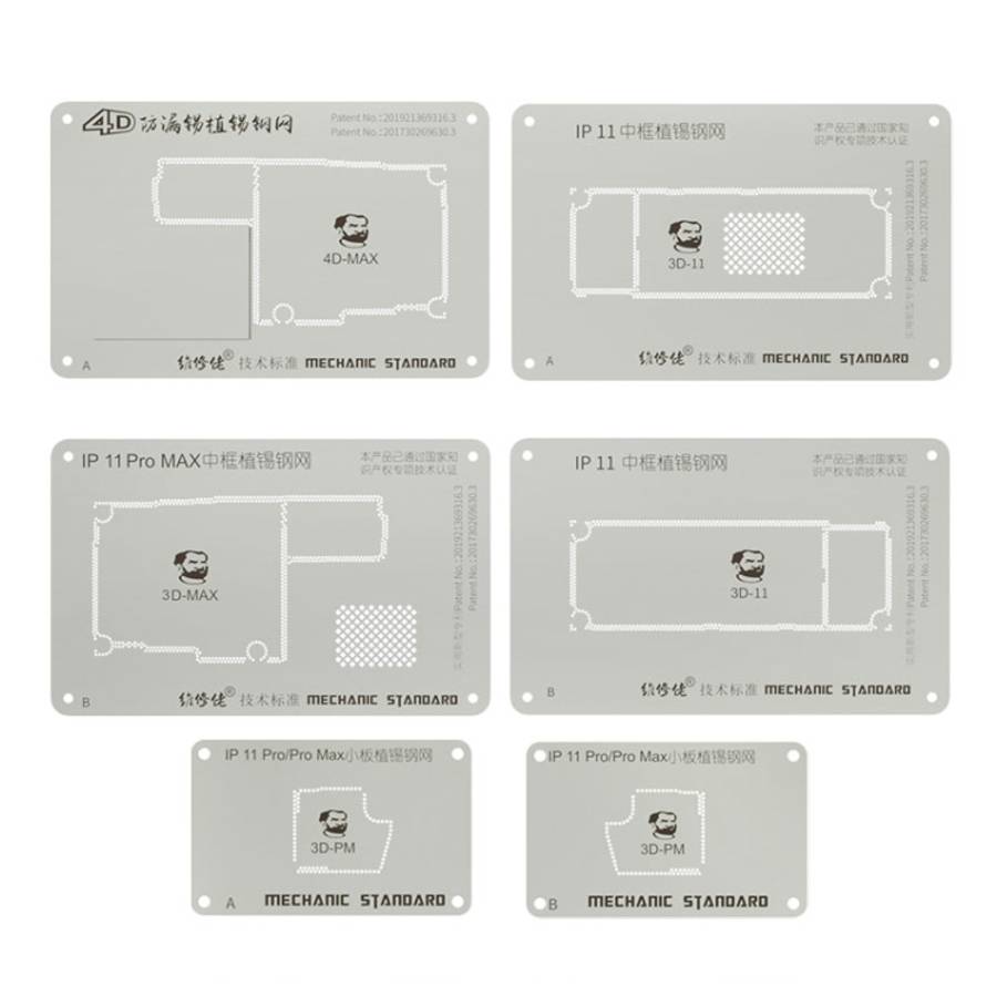 MECHANIC BGA Reballing Stencil 4D Grooved Steel Stencil with Leakproof for iPhone 11 Pro / 11 Pro