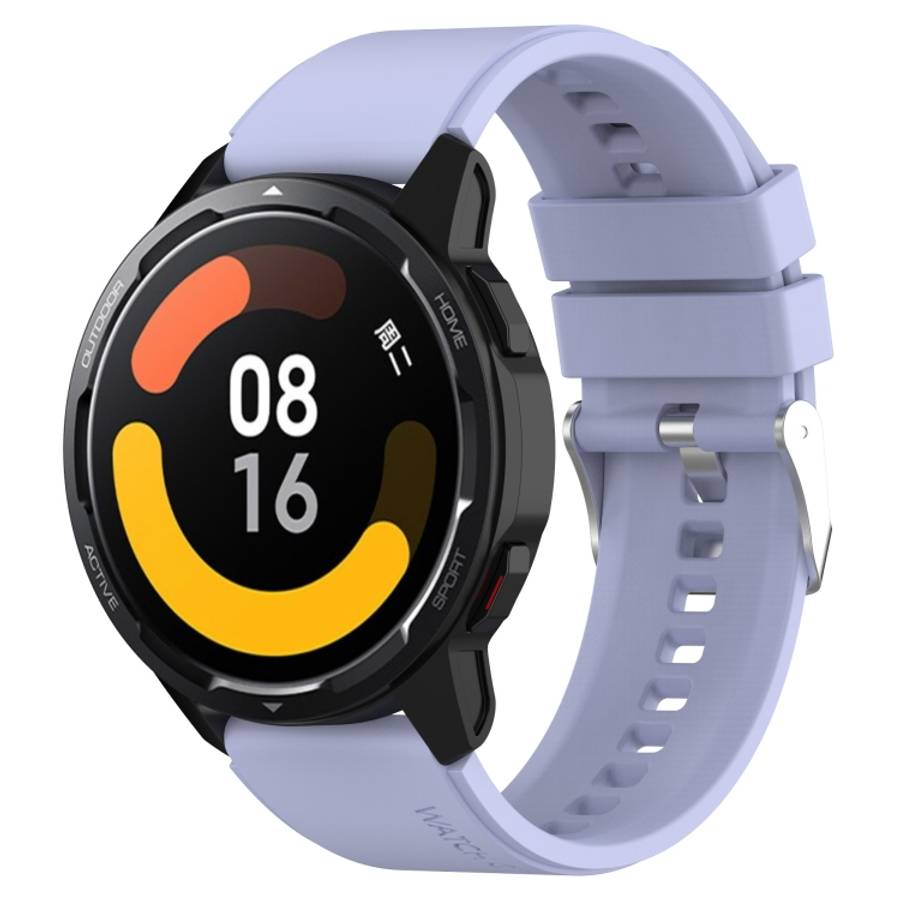 Protruding Head Silicone Strap Silver Buckle For Samsung Galaxy Watch 46mm 22mm(Purple)