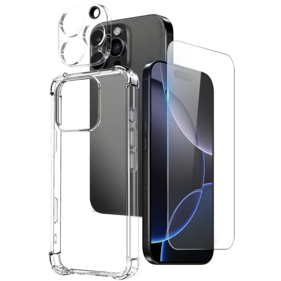 For iPhone 16 Pro Max NORTHJO 3 in 1 TPU Airbag Shockproof Phone Case with Screen Prot ... (Clear)
