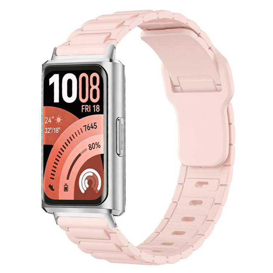 For Huawei Band 11 / Band 11 Pro I-Shape Texture Reverse Buckle Silicone Watch Band(Pink)