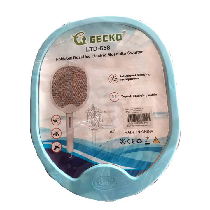 Gecko LTD-658 Folding Mosquito Swatter (Color May Vary)