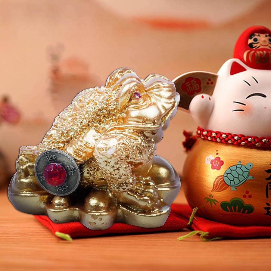 Chinese Feng Shui Money Lucky Fortune Wealth Frog Toad Coin Gold