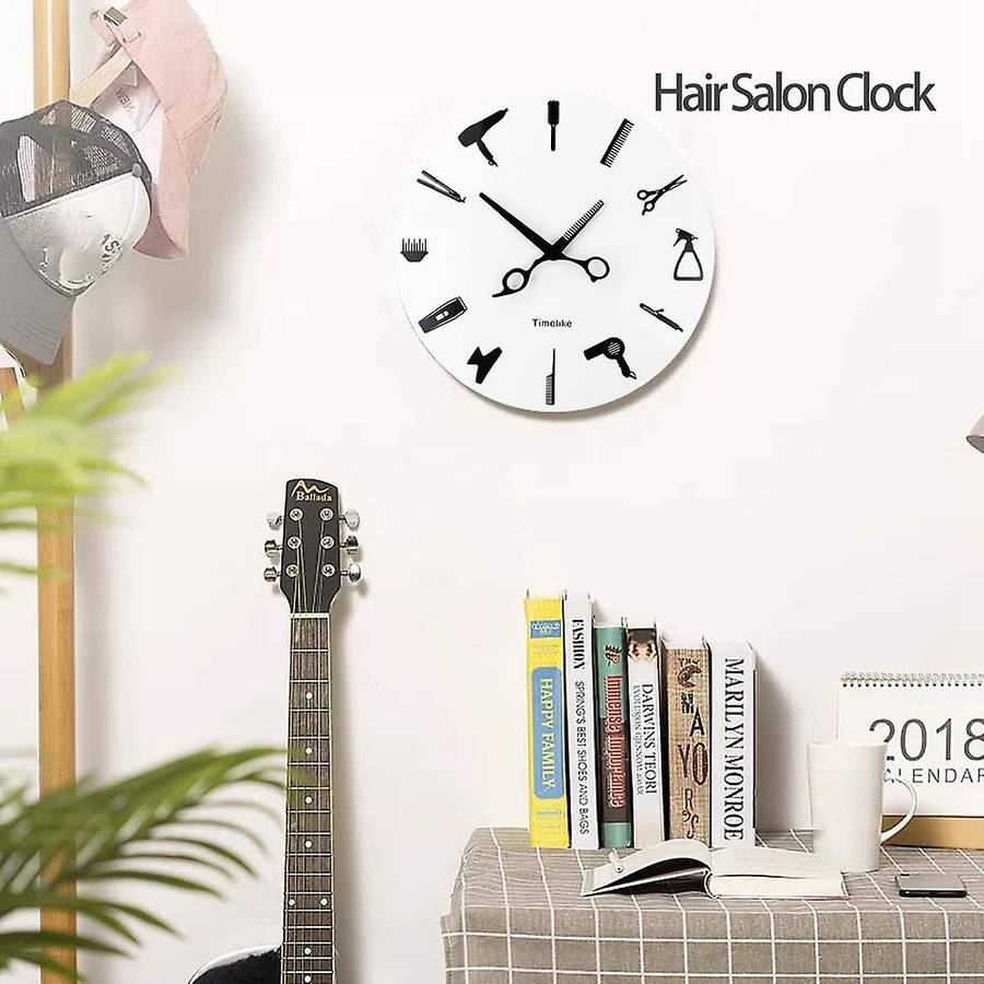 Timelike Modern 3d Quartz Non Ticking Beauty Hair Salon Clocks