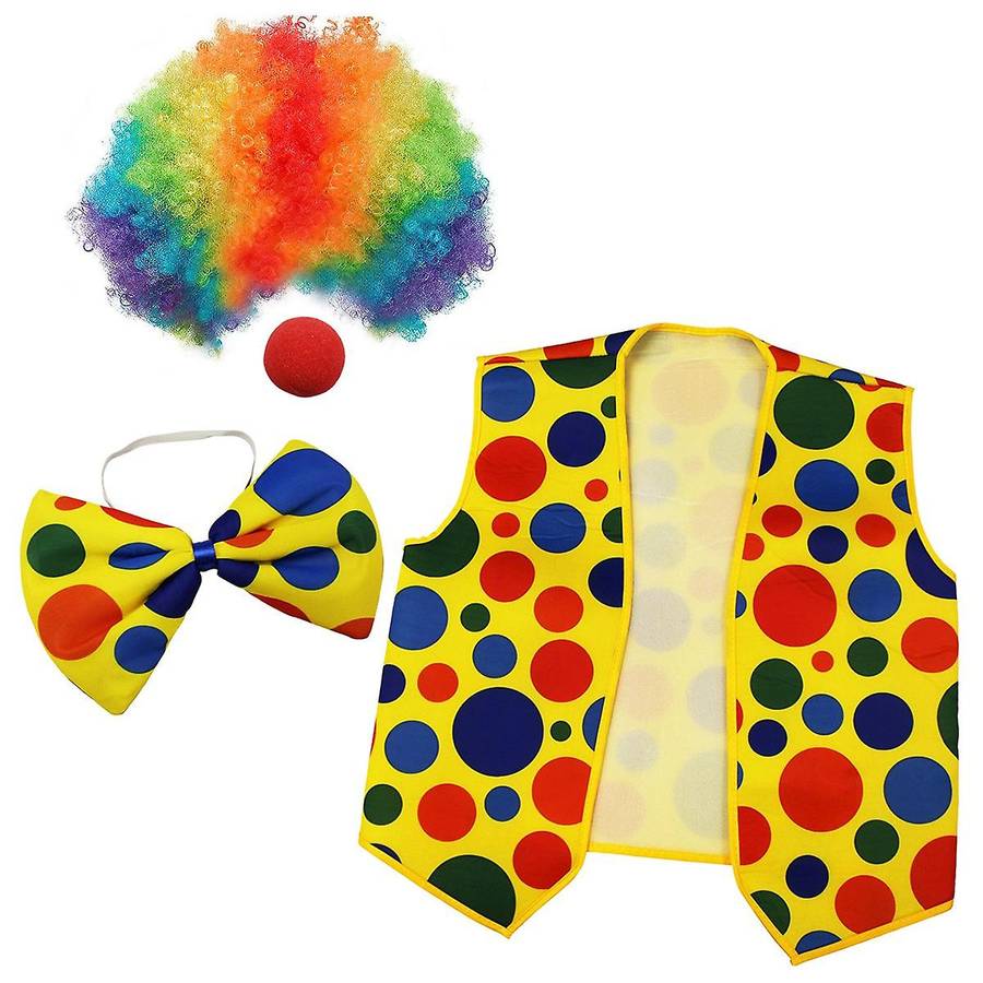 4 Pack Clown Costume-clown Nose Clown Wig Bow Tie and Vest
