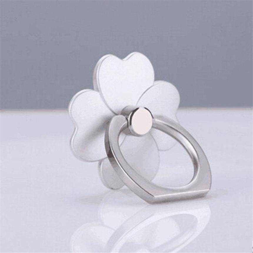 Clover 360 Degree Mobile Finger Ring Holder Mobile Phone Stand - SILVER