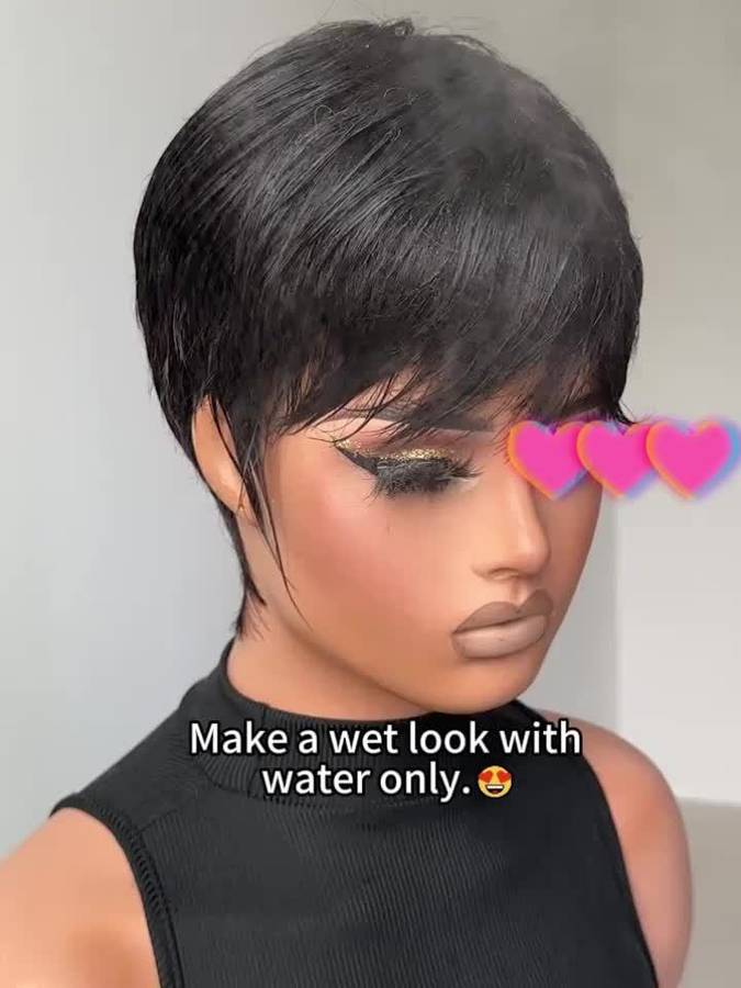 1Pc Black 15.24cm Fashion Design Wig