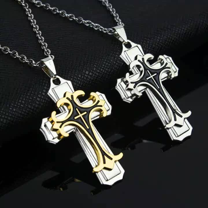 1 Piece Golden Add Steel Color Jesus Theme Pendant
