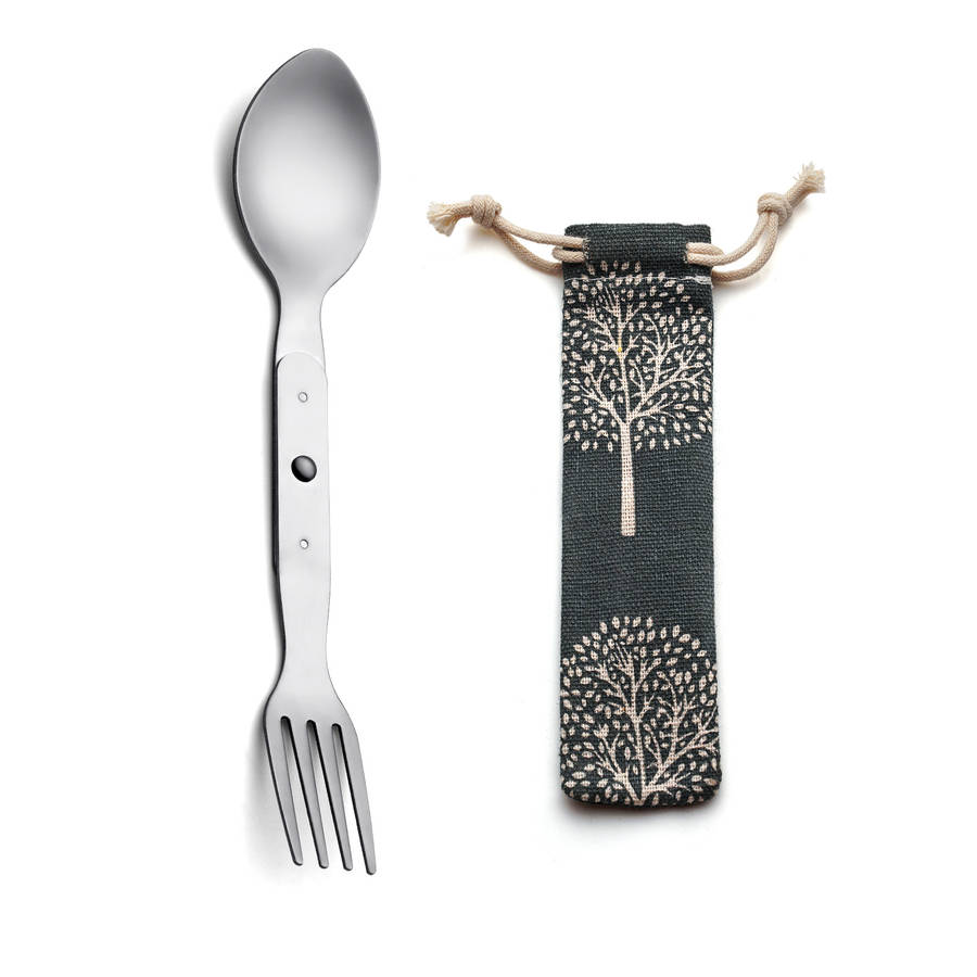 2-in-1 Folding Spork Stainless Steel Spoon Fork for Camping Hiking Backpacking Includes
