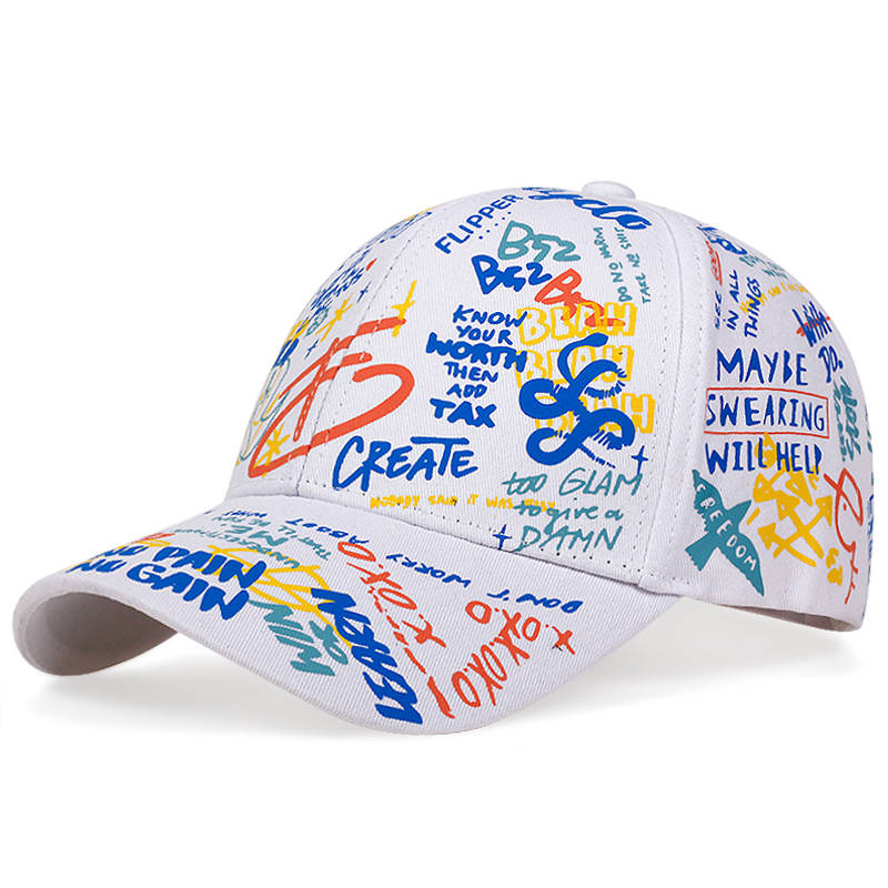 1pc Graffiti Baseball Cap Women's Adjustable Cap Hat Unisex Distressed Baseball Cap Ponytail Hat Em