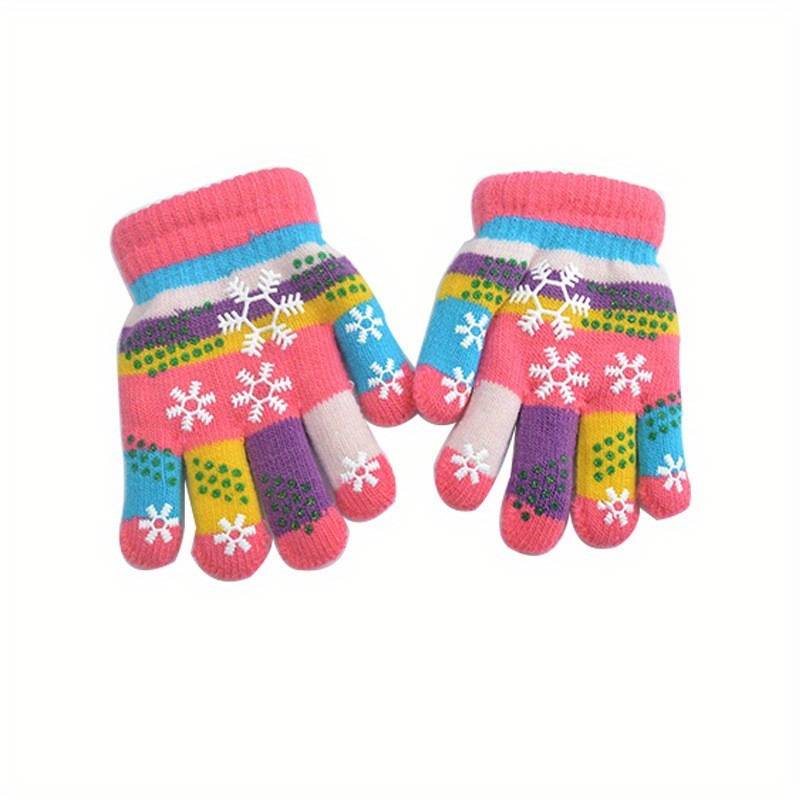 1 Pair 1 To 4 Years Old Pink Warm Gloves