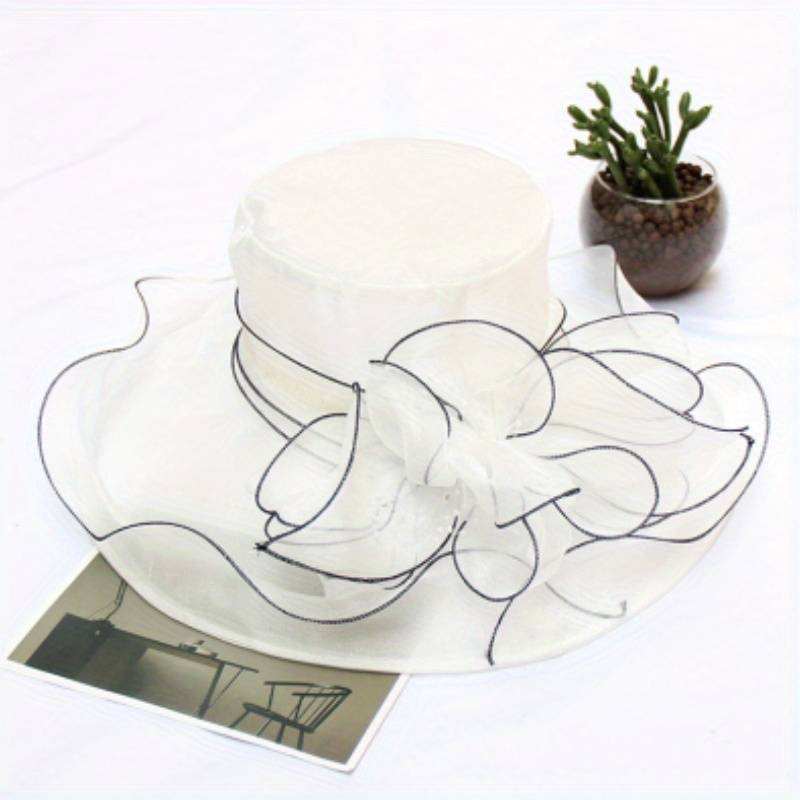 Wide Brim Organza Sun Hat Elegant Mesh Hat