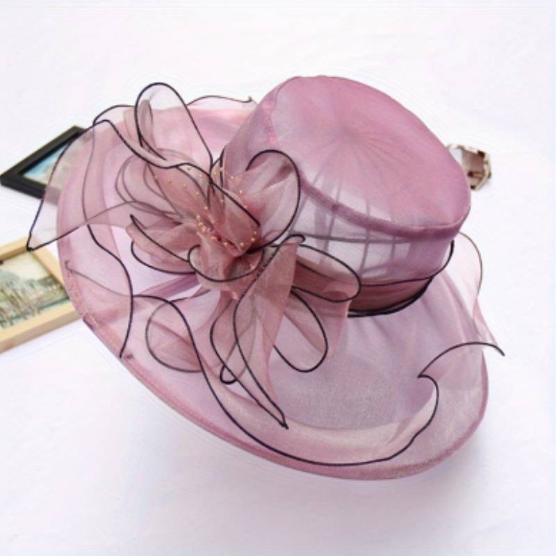 Wide Brim Organza Sun Hat Elegant Mesh Hat