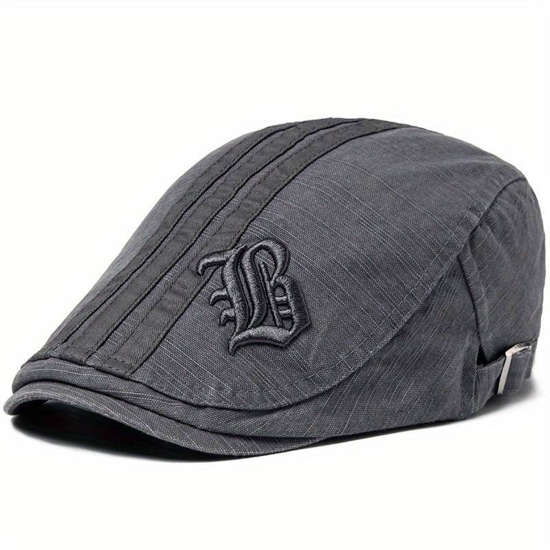 1pc Vintage Beret Hat Vintage Men's Embroidery Beret Spring Autumn Flat Cap Adjustable Visor Hat