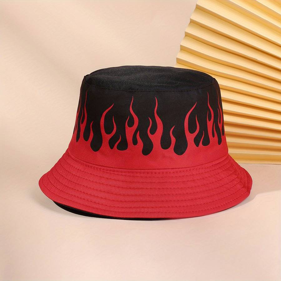 1pc Flame Pattern Fisherman Hat For Outdoor Beach Travel Unisex Ideal Choice For Gifts