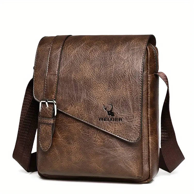 1pc Men's New Shoulder Bag Messenger Handbag Casual Fashion New Pu Material Bag