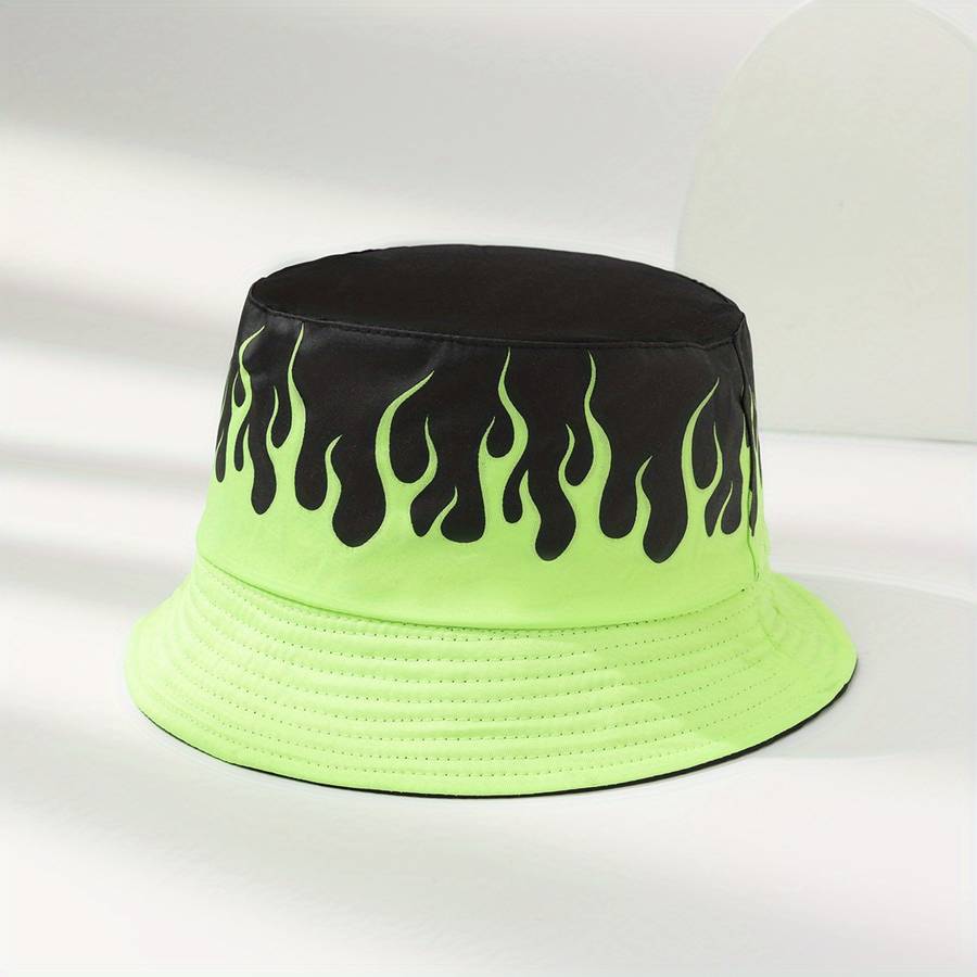 1pc Flame Pattern Fisherman Hat For Outdoor Beach Travel Unisex Ideal Choice For Gifts