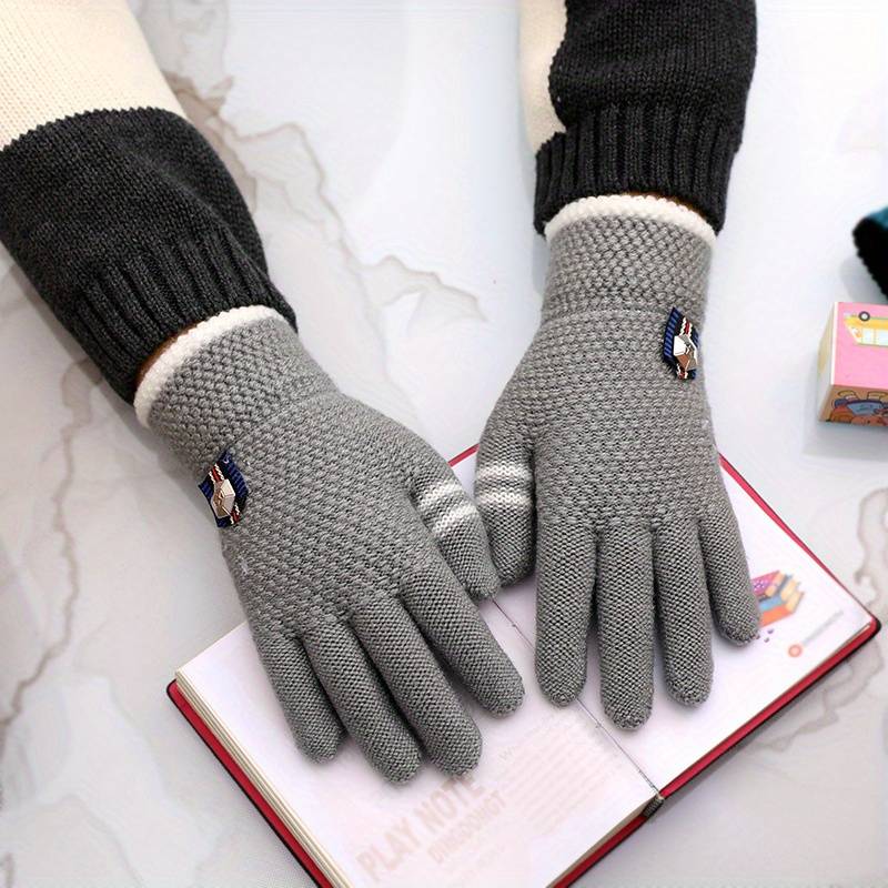 1 Pair Five Star Light Gray Size 4 To 8 Years Old Warm Gloves