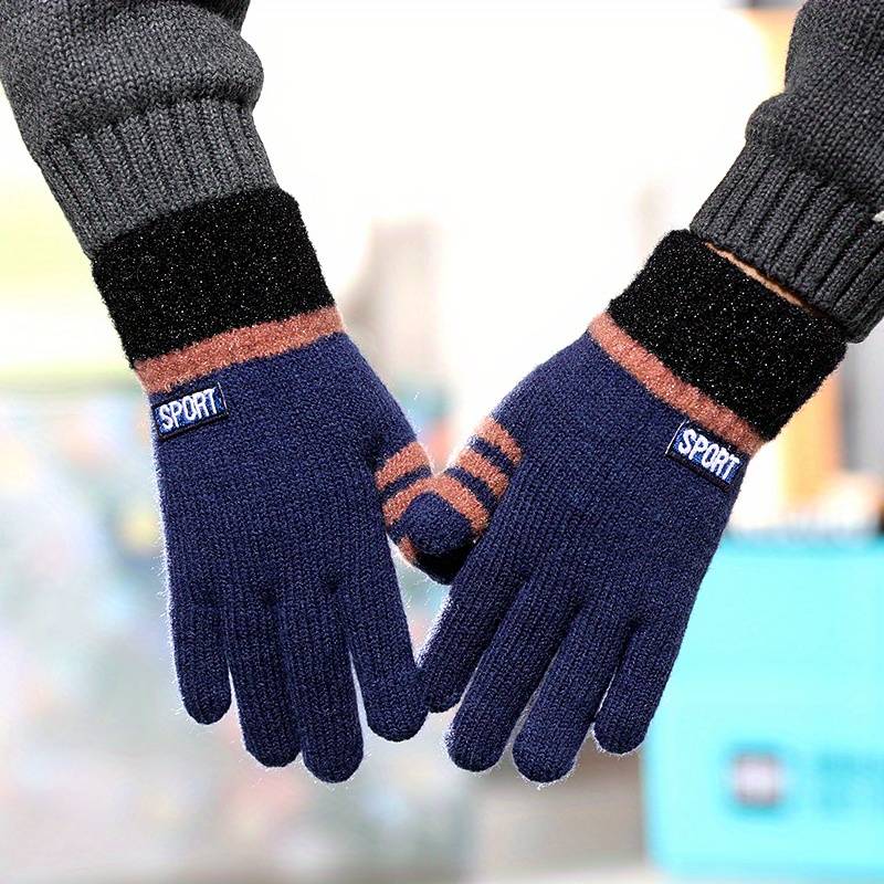 1 Pair Sports Navy Blue Size 4 To 8 Years Old Warm Gloves