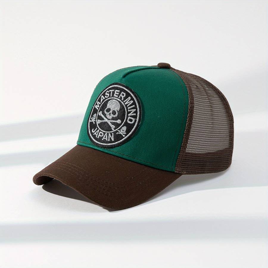 Skull Letter Patchwork Mesh Baseball Cap Lightweight Breathable Sun Hat