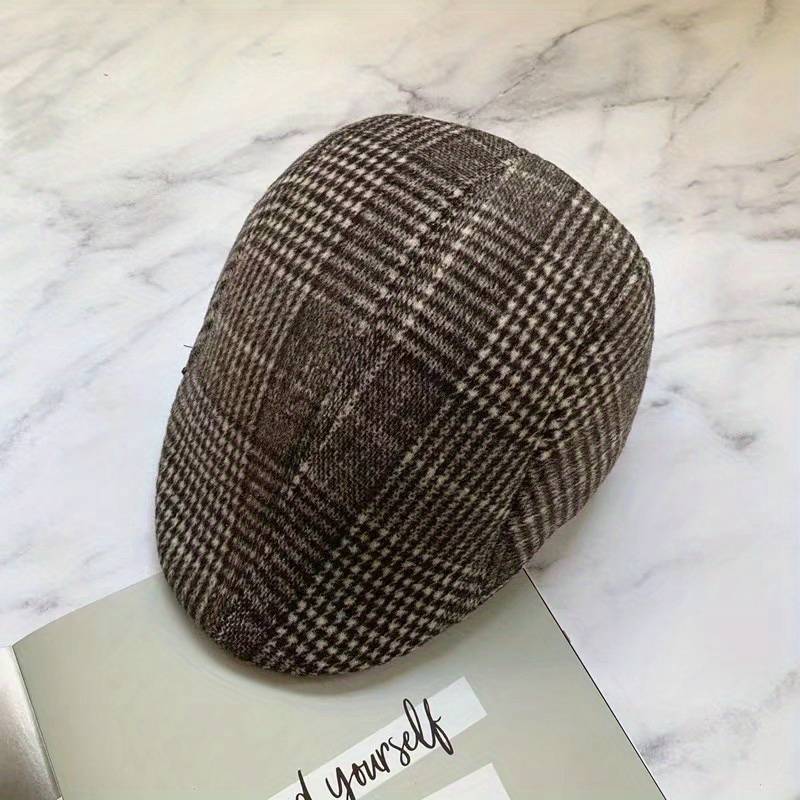 1pc Men's British Style Duckbill Cap 65% Polyester Woven Boho Hat