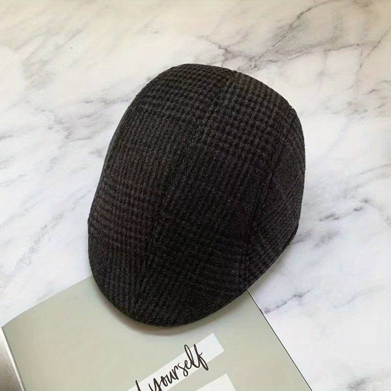 1pc Men's British Style Duckbill Cap 65% Polyester Woven Boho Hat