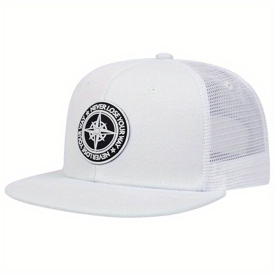 Round Logo Decor Baseball Cap Solid Color Unisex Casual Snapback Hat Adjustable Lightweight Sun