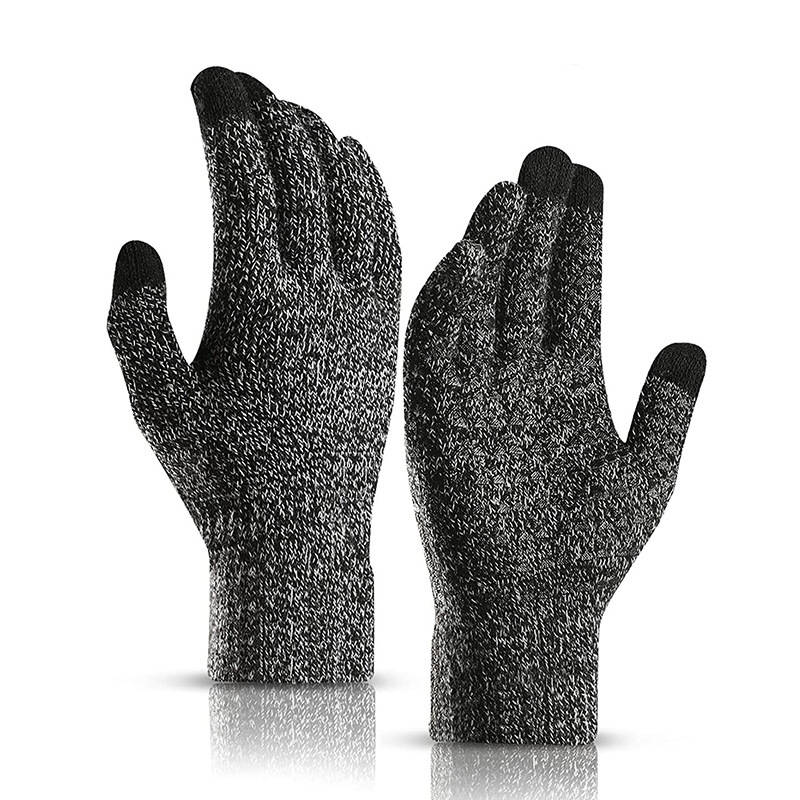 1 Pair Black And White Warm Gloves