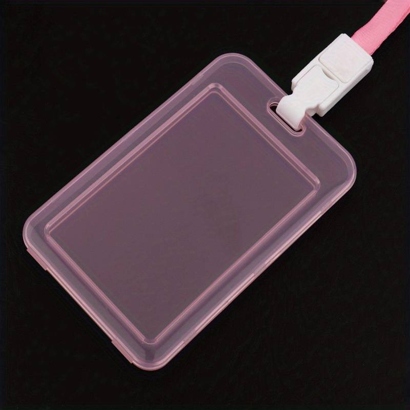 1pc Various Transparent Color Card Set Lanyard Hanging Clip Card Holder Student Teacher Certificat