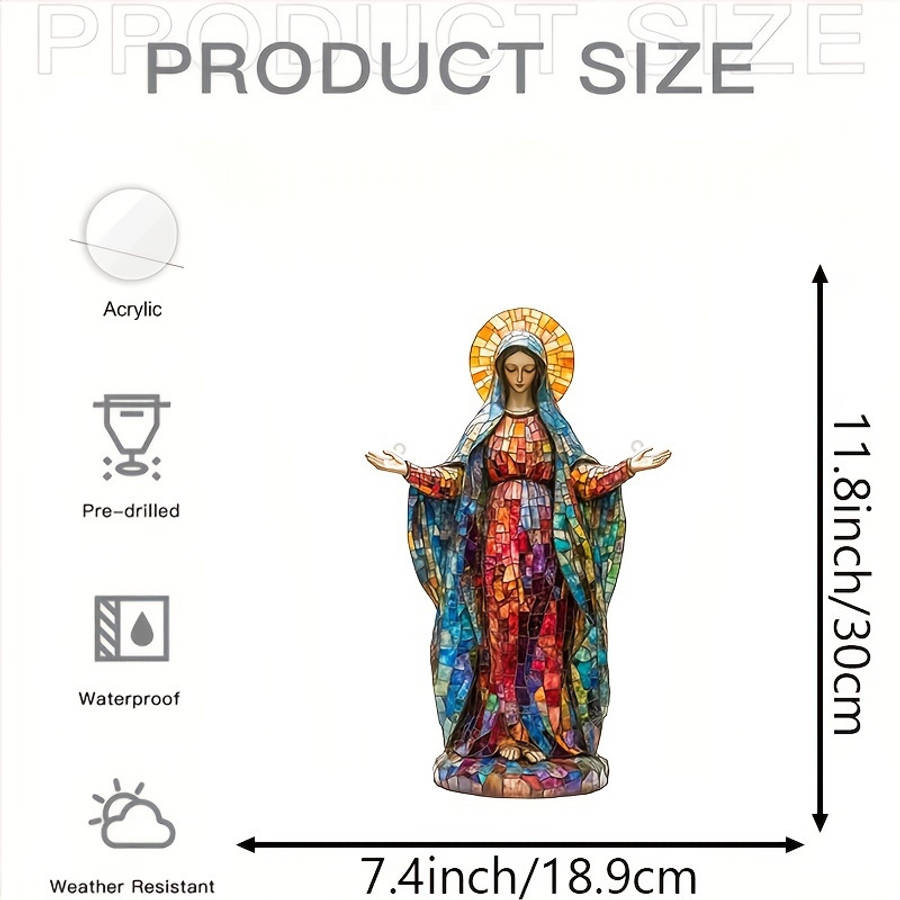 2D Flat Sacred Acrylic Sun Catcher Virgin Mary Hanging Decoration Religious Christmas