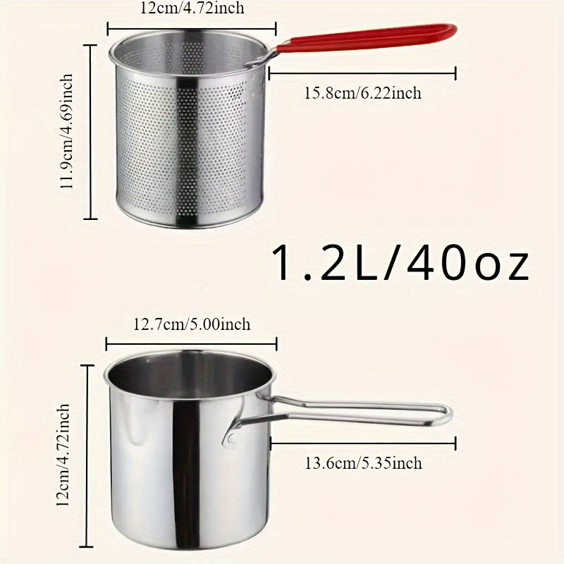 1pc Stainless Steel Deep Fryers with Filter Rack Compact Easy-to-Use Perfect for Crispy Potat