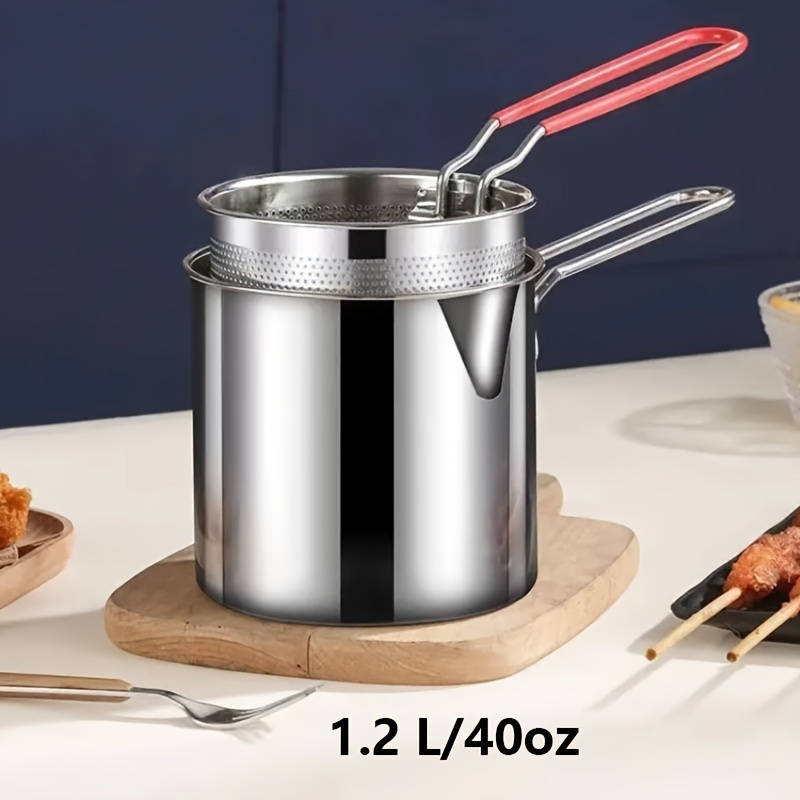 1pc Stainless Steel Deep Fryers with Filter Rack Compact Easy-to-Use Perfect for Crispy Potat