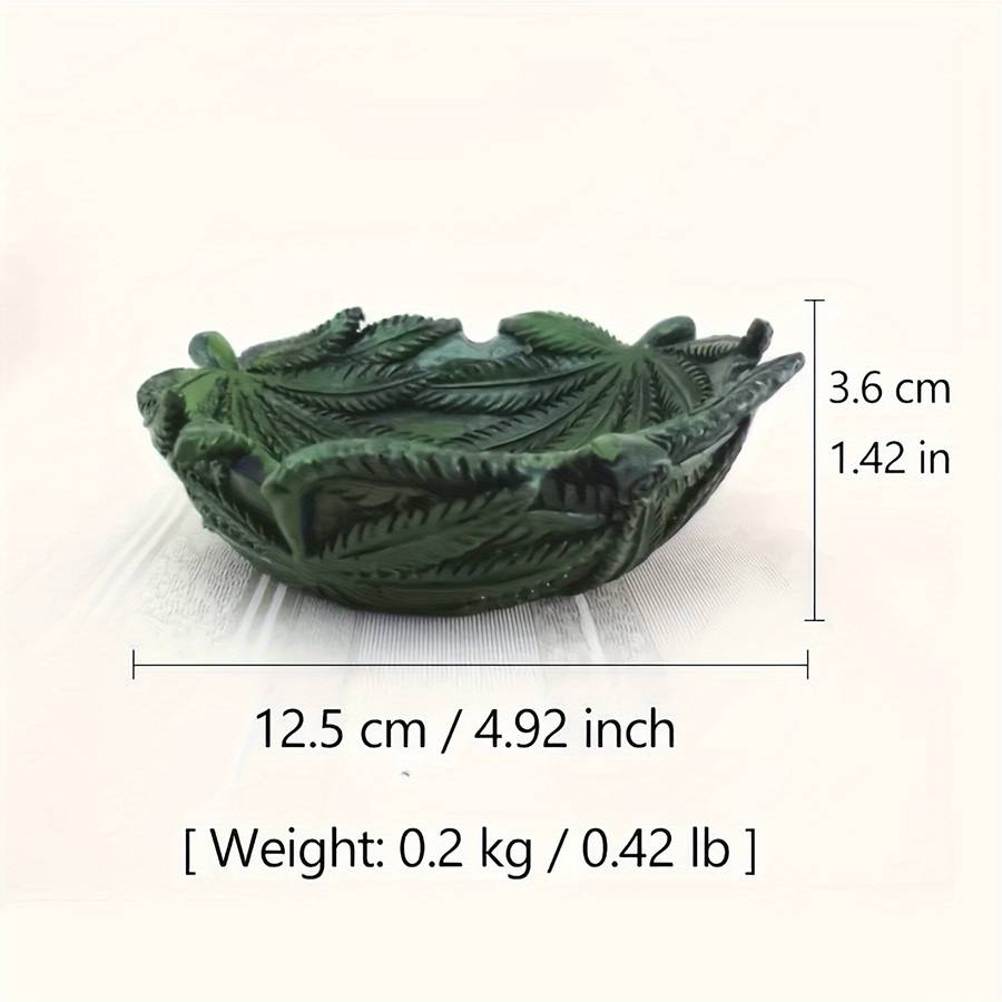 1pc Green Leaf Ashtray Resin Material Key Bowl Desk Storage Box Home Decoration Retro Styl