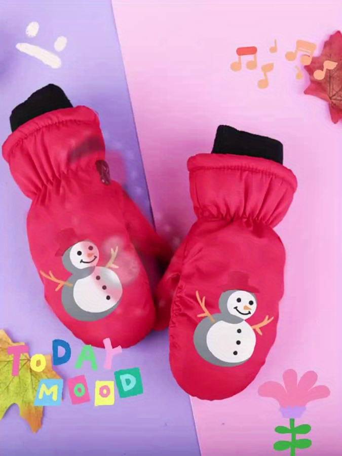 1 Pair Bunny Pink Size 3 To 6 Years Old Warm Gloves