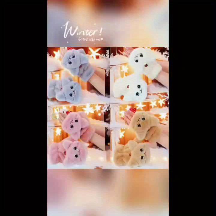1 Pair White Warm Gloves