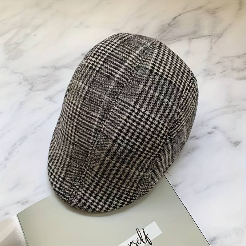 1pc Men's British Style Duckbill Cap 65% Polyester Woven Boho Hat
