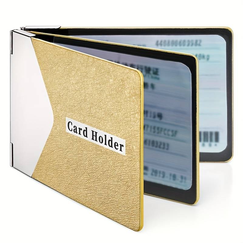 1pc Metal PU Leather Credit Card Holder Ultra-thin Driver's License Case ID Credit Card Holde