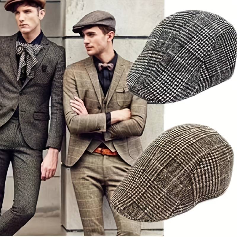 1pc Men's British Style Duckbill Cap 65% Polyester Woven Boho Hat