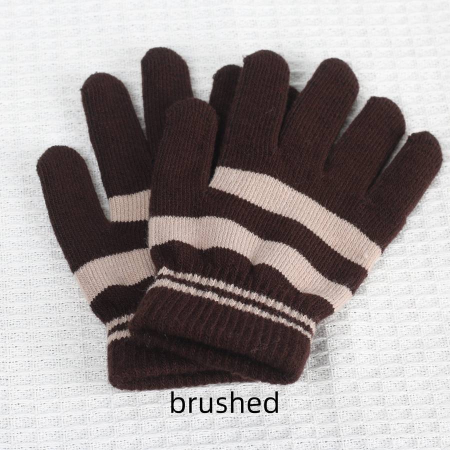 1 Pair Coffee With Camel Style Plus Velvet Warm Gloves
