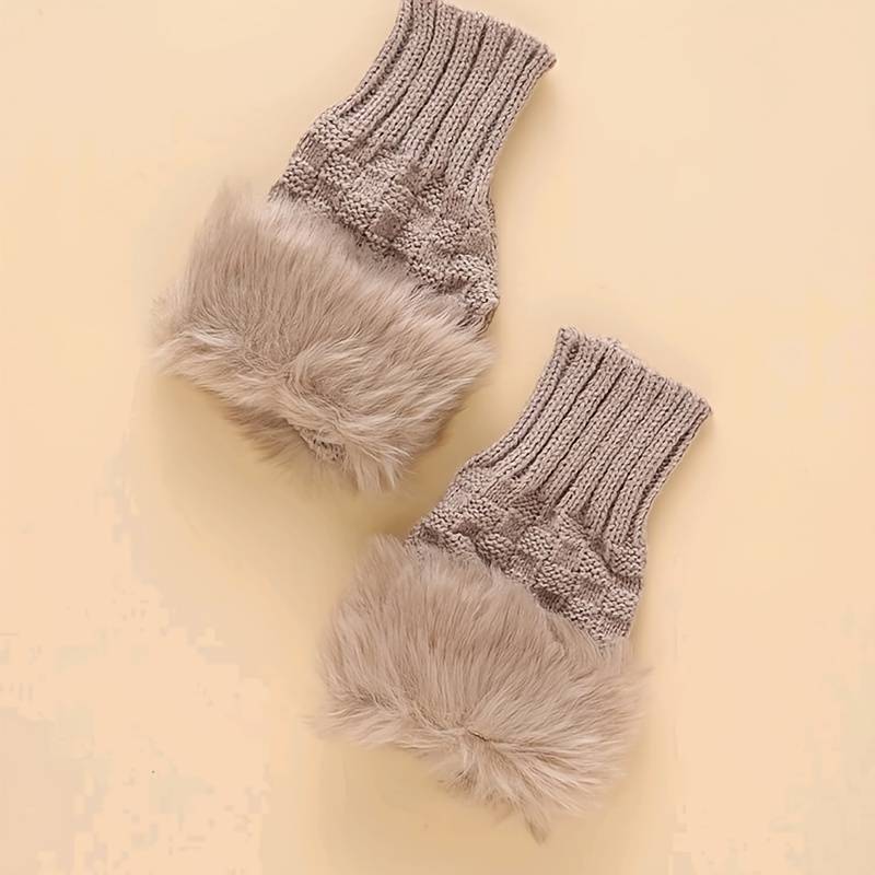 1 Pair White Warm Gloves