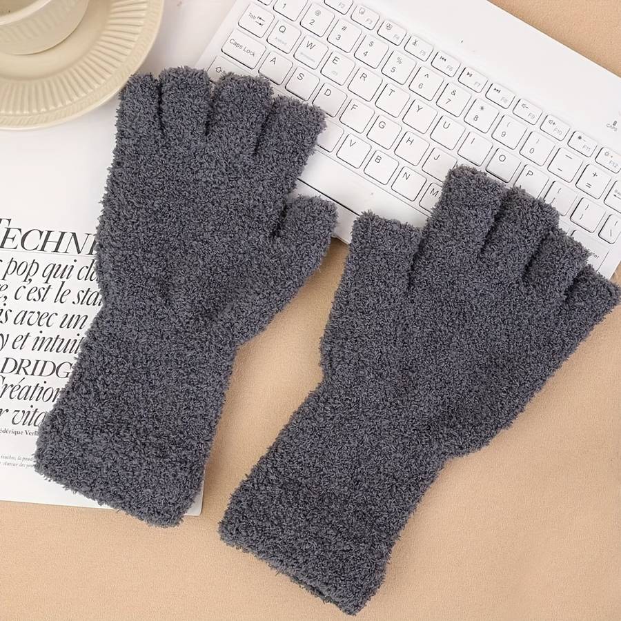 1 Pair Black Warm Gloves