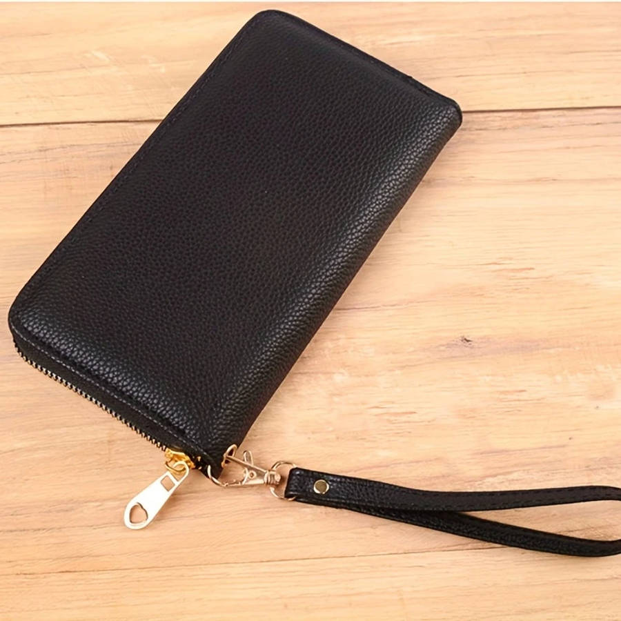 Unisex Black Long Wallet