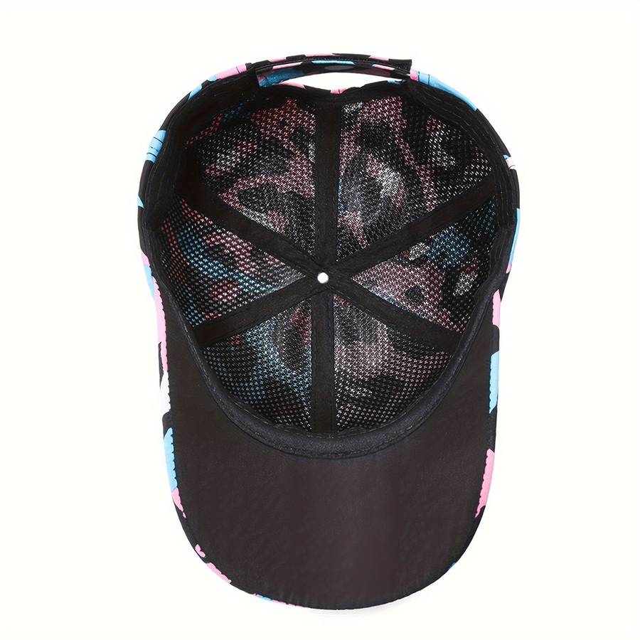 Color Block Graffiti Baseball Cap Trendy Printed Unisex Sports Hat Lightweight Adjustable Dad H