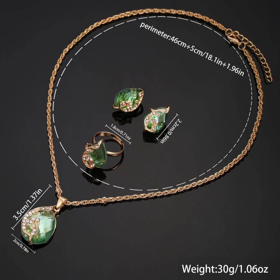 4pcs Set One Leaf Digital Dial Women's Watch Fashionable Quartz Watch Jewelry Four-piece Set