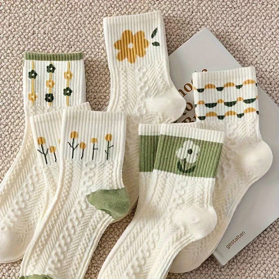 5 Pairs Mixed Color One Size High Elastic Socks