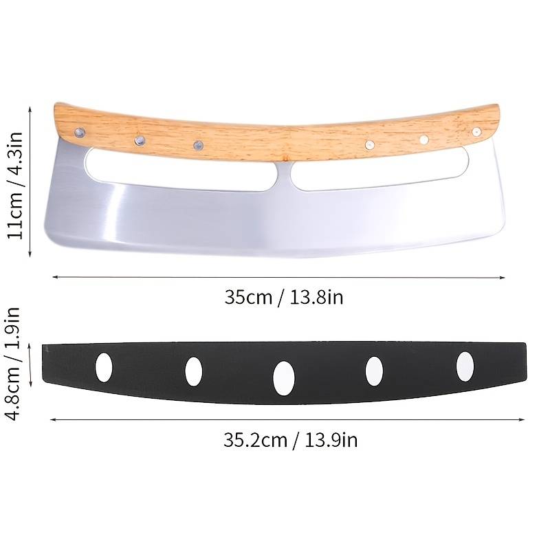1pc 14-Inch Stainless Steel Pizza Cutter with Wooden Handle and Protective Sheath Sharp Kitchen T