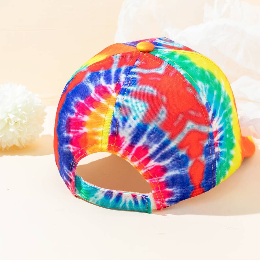 1pc Tie-Dye Baseball Cap Vibrant Multicolor Adjustable Fit Lightweight Polyester Casual Outdo
