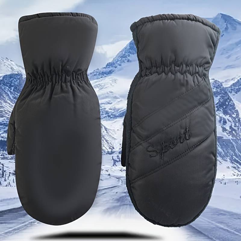 1 Pair Black Warm Gloves