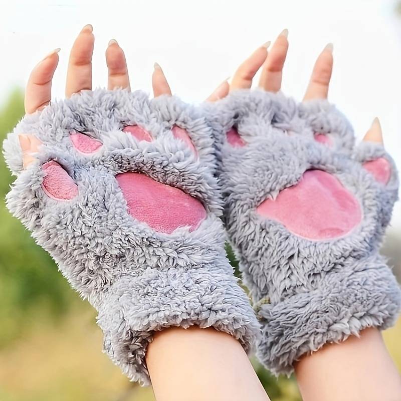 1 Pair Black Warm Gloves