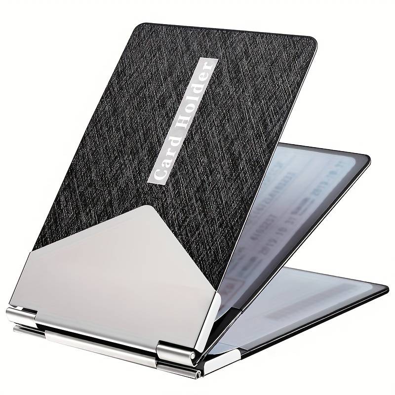 1pc Metal PU Leather Credit Card Holder Ultra-thin Driver's License Case ID Credit Card Holde